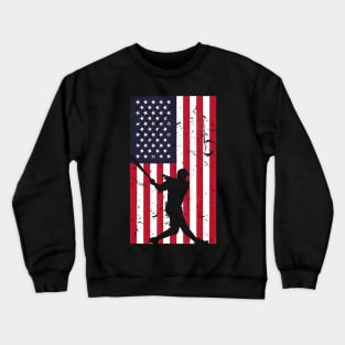 American Flag Baseball Love Distressed Baseball Player Crewneck Sweatshirt